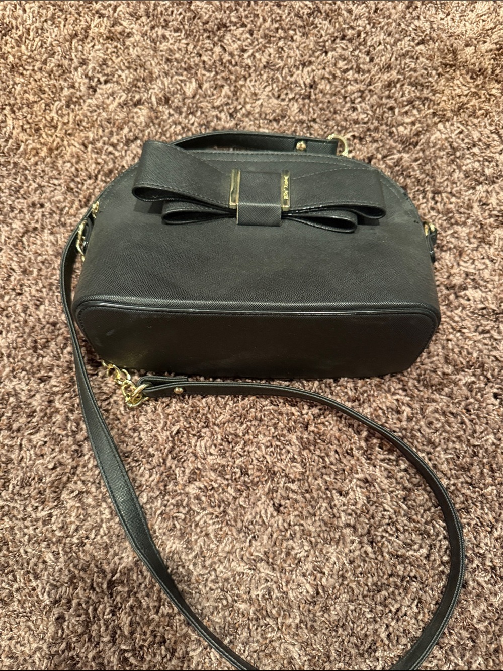 Betsey Johnson Black Bow Crossbody with Gold Hardware